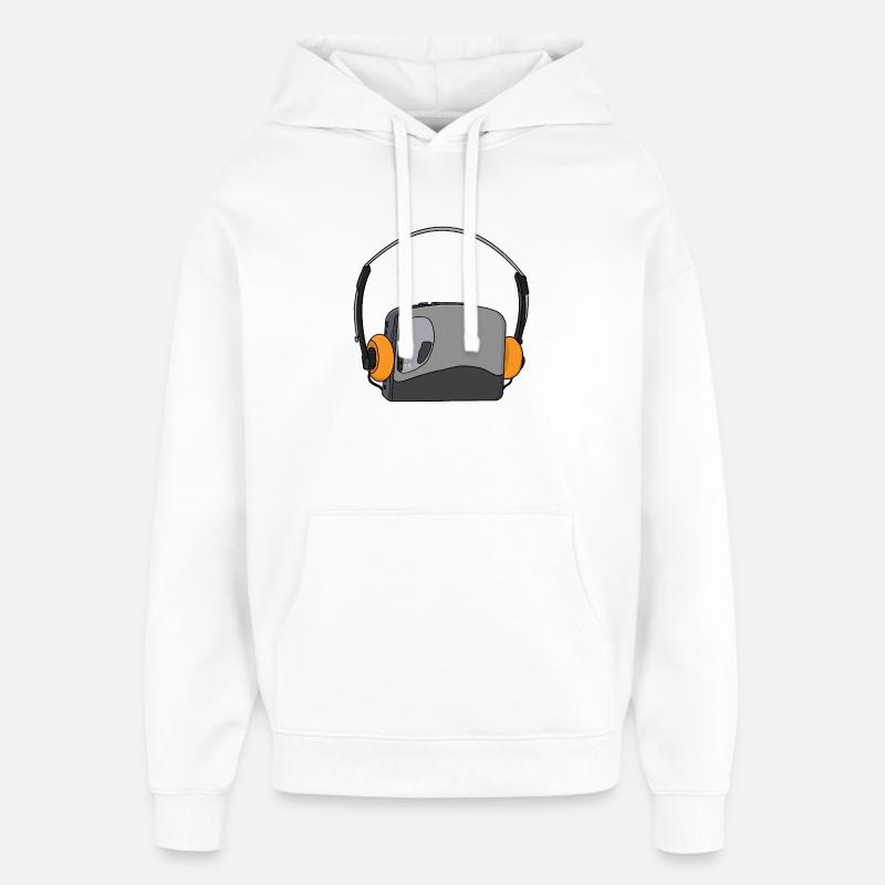 Cool Portable Cassette Audio Player - Oversized Unisex Hoodie by Stanley/Stella - white
