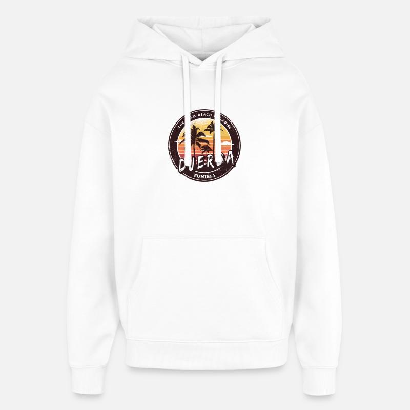 Djerba Tuneisen Palmier Design - Sweat à capuche unisexe Stanley/Stella Oversized - blanc