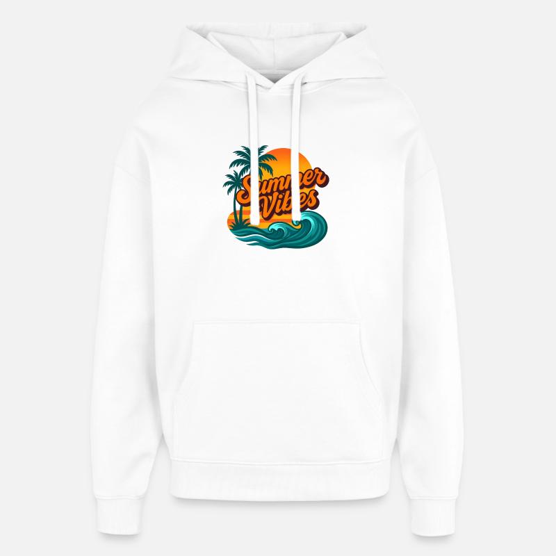 Summer Vibes coucher soleil tropical - Sweat à capuche unisexe Stanley/Stella Oversized - blanc
