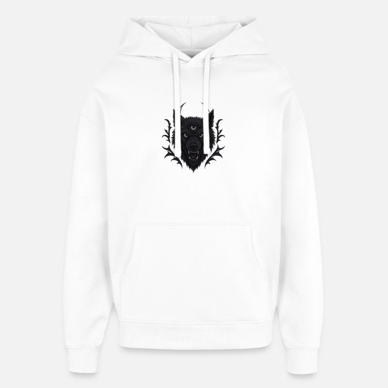 Loup mystique à trois yeux - Sweat à capuche unisexe Stanley/Stella Oversized - blanc
