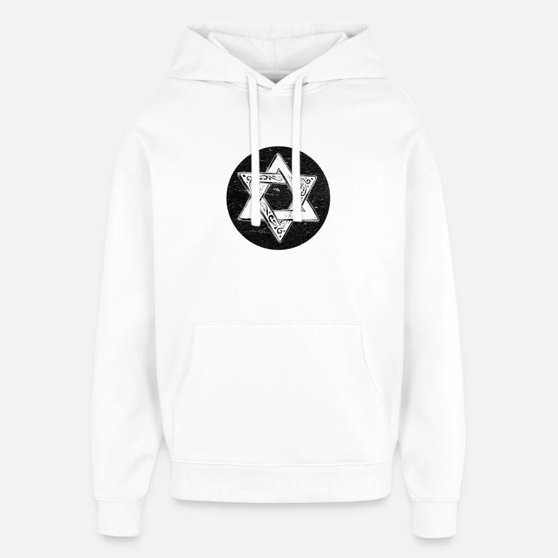 Davidstern mit schwarzem Kreis - Oversized Unisex Hoodie von Stanley/Stella - Weiß