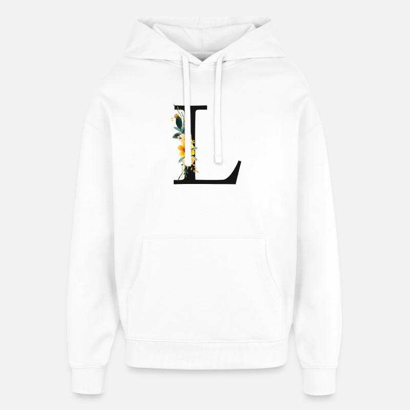L Monogram, Floral, Personnalisable - Sweat à capuche unisexe Stanley/Stella Oversized - blanc