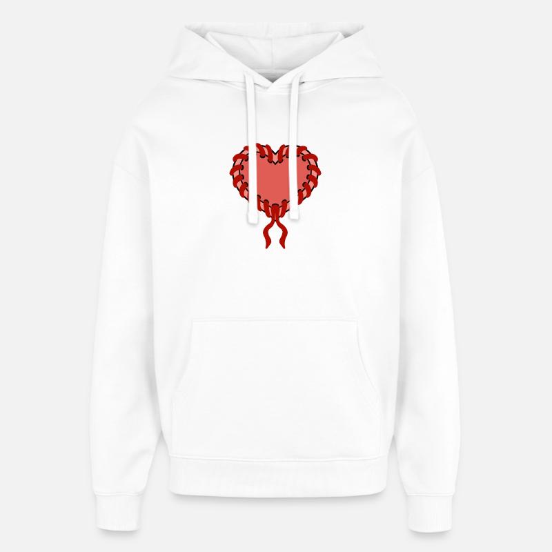 Coeur cousu - Sweat à capuche unisexe Stanley/Stella Oversized - blanc
