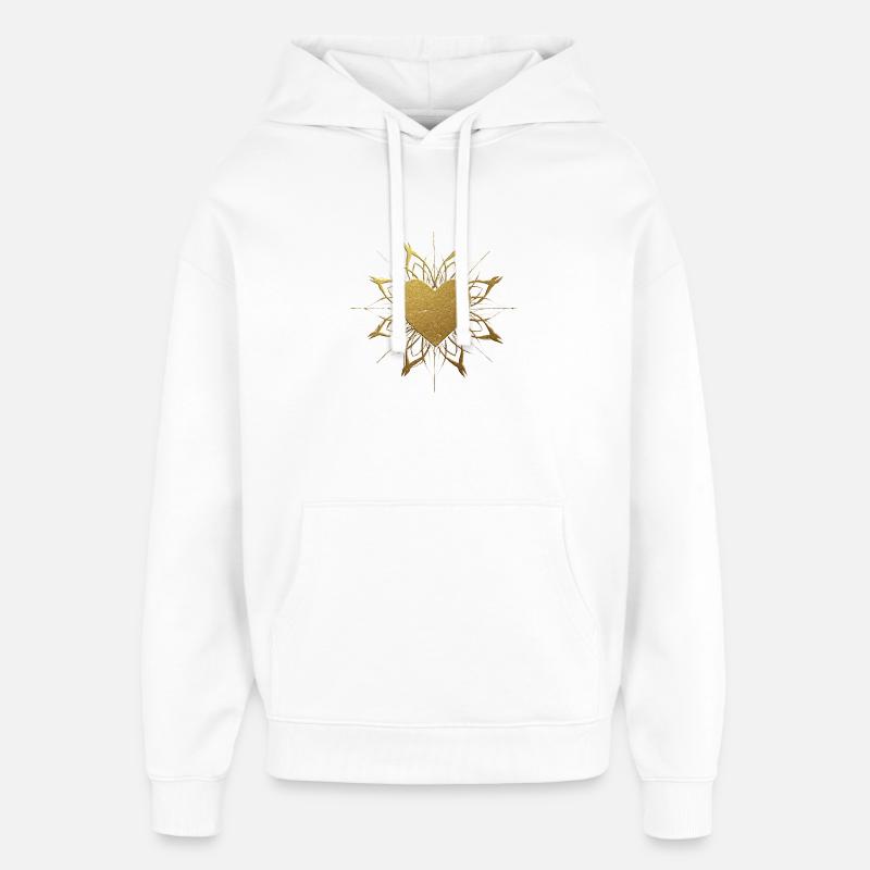 Ornement de coeur doré - Sweat à capuche unisexe Stanley/Stella Oversized - blanc