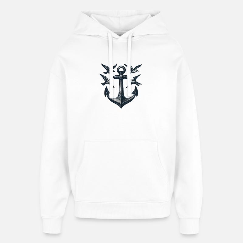 Ancre Seagull - Sweat à capuche unisexe Stanley/Stella Oversized - blanc