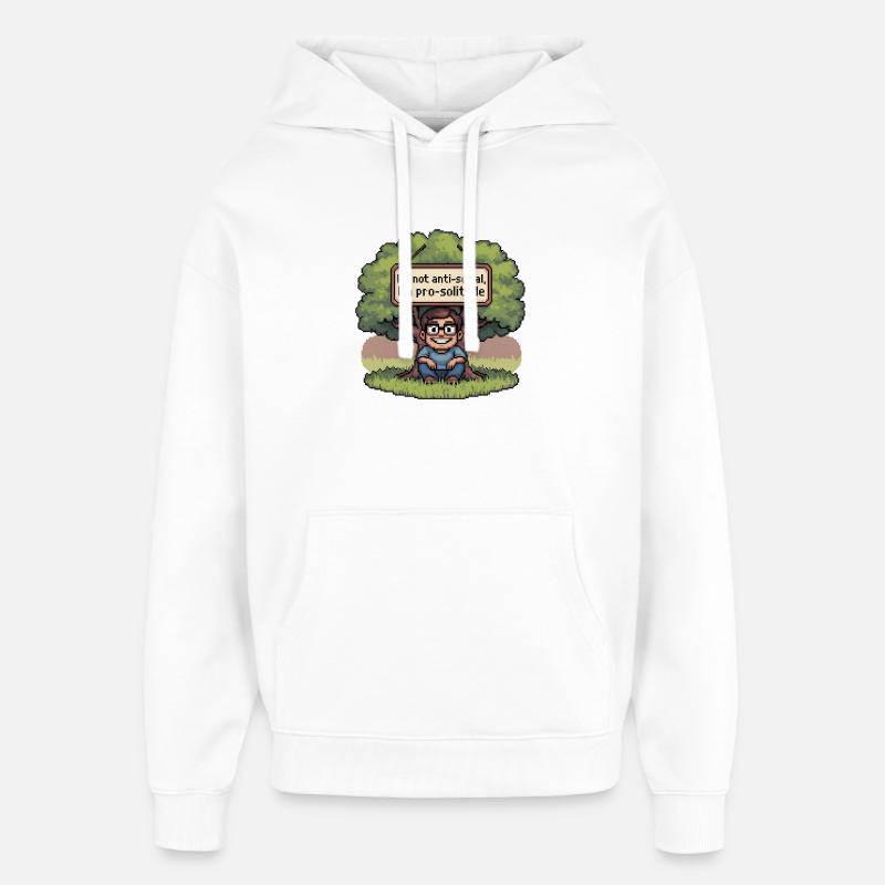 Pro Solitude Pixel Art Design - Sweat à capuche unisexe Stanley/Stella Oversized - blanc