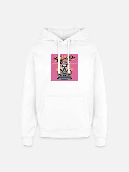 Teddy Bear Gierczak Funny Retro Theme - Oversized Unisex Hoodie by Stanley/Stella - white