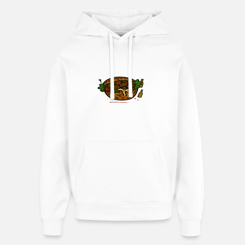 Illustration de café et de gâteau - Sweat à capuche unisexe Stanley/Stella Oversized - blanc
