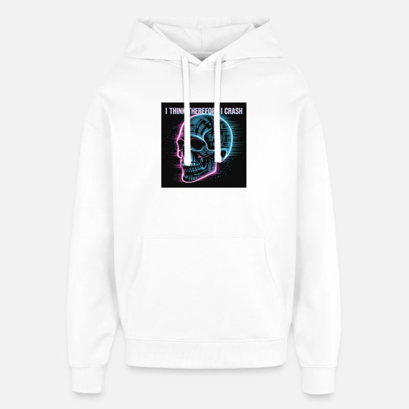 Crâne néon cyberpunk - Sweat à capuche unisexe Stanley/Stella Oversized - blanc