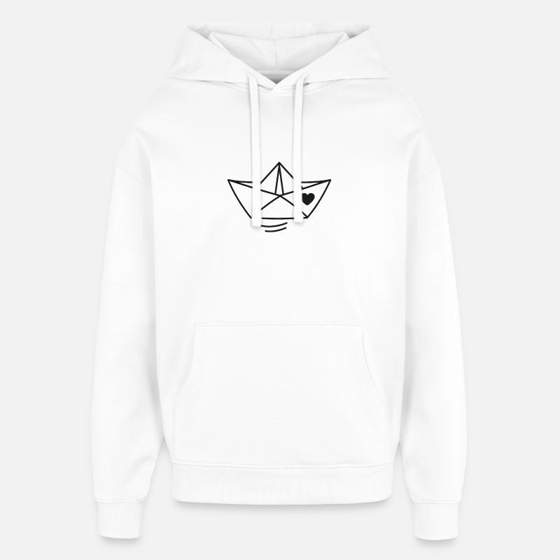 Herz Papierboot Illustration - Oversized Unisex Hoodie von Stanley/Stella - Weiß