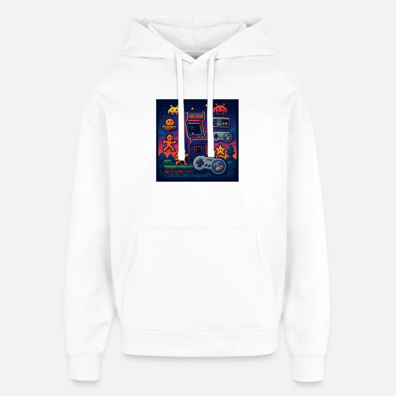 Conception de jeu d’arcade Pixel rétro - Sweat à capuche unisexe Stanley/Stella Oversized - blanc