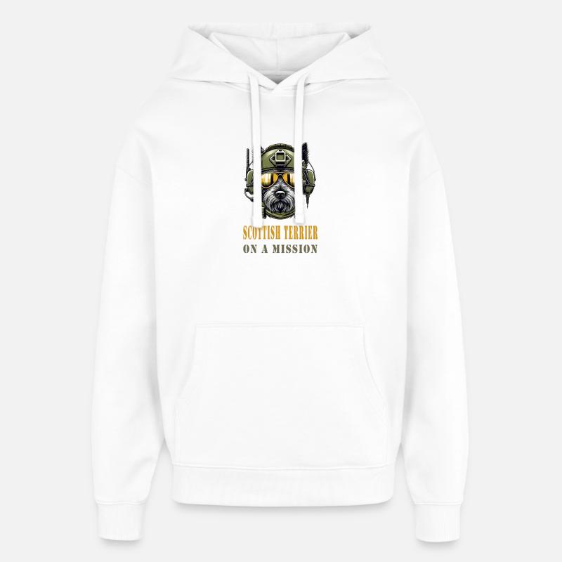 Terrier écossais en mission - Militaire - Sweat à capuche unisexe Stanley/Stella Oversized - blanc