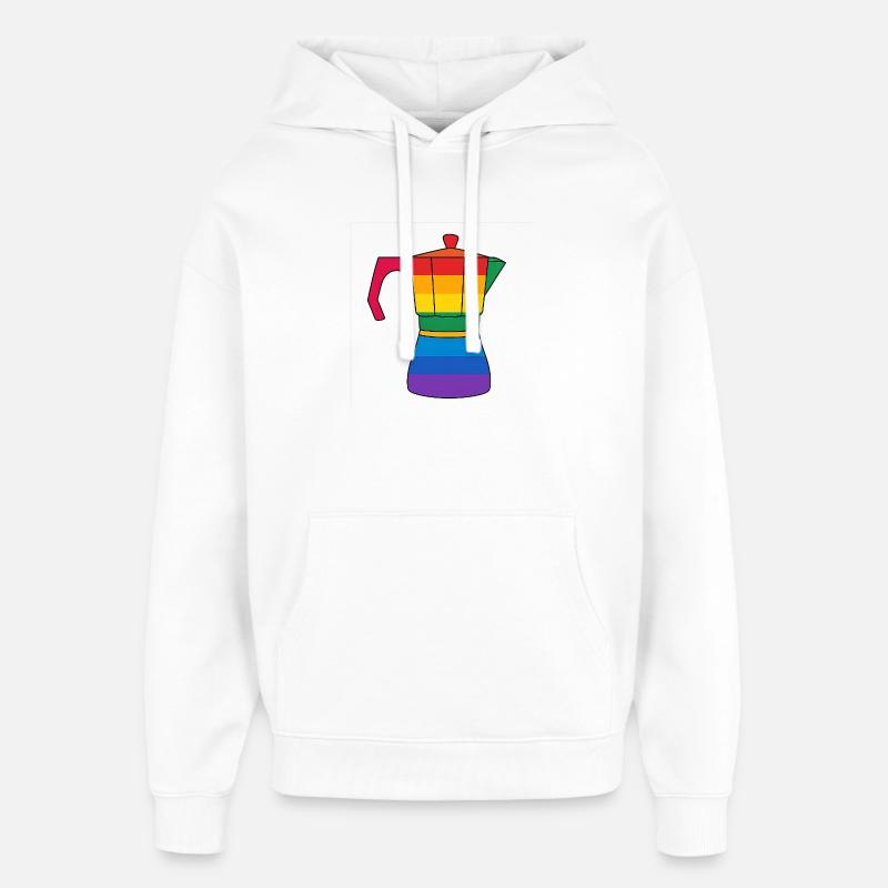 Cafetière arc-en-ciel vibrant - Sweat à capuche unisexe Stanley/Stella Oversized - blanc