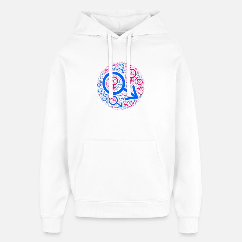 Gender-Kuddelmuddel im Kreis-Design - Oversized Unisex Hoodie von Stanley/Stella - Weiß