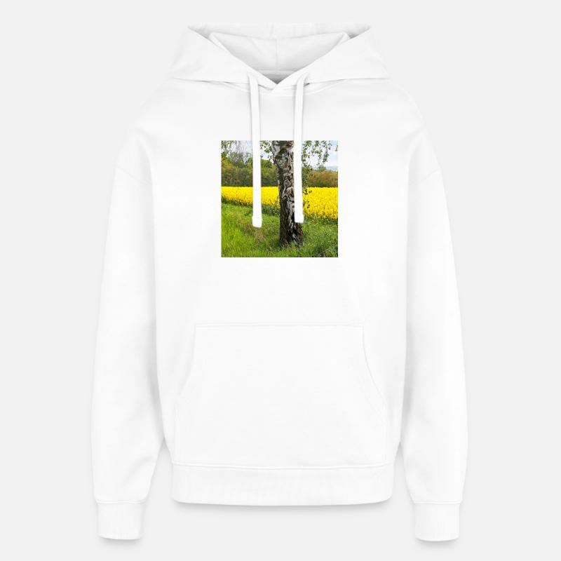 NatureArt Bouleaux de colza - Sweat à capuche unisexe Stanley/Stella Oversized - blanc