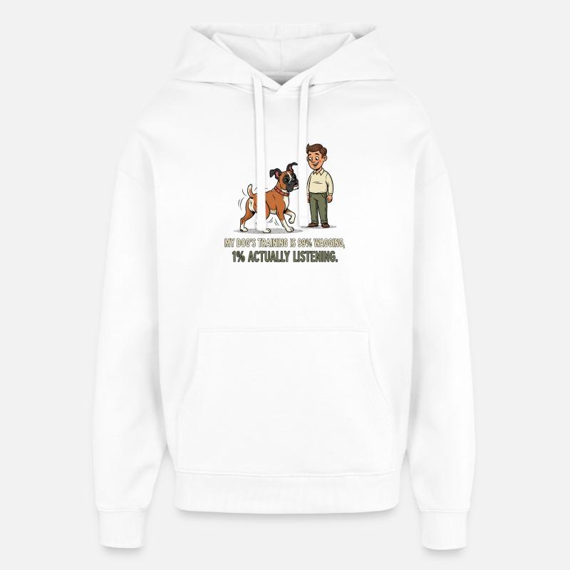 L’éducation de mon chien... - Sweat à capuche unisexe Stanley/Stella Oversized - blanc