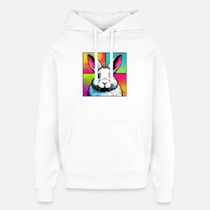 lapin - Sweat à capuche unisexe Stanley/Stella Oversized - blanc