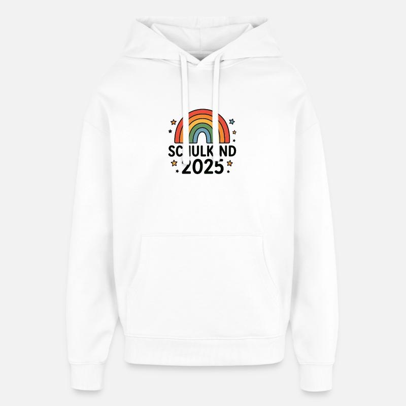 Écolier 2025 avec arc-en-ciel - Sweat à capuche unisexe Stanley/Stella Oversized - blanc