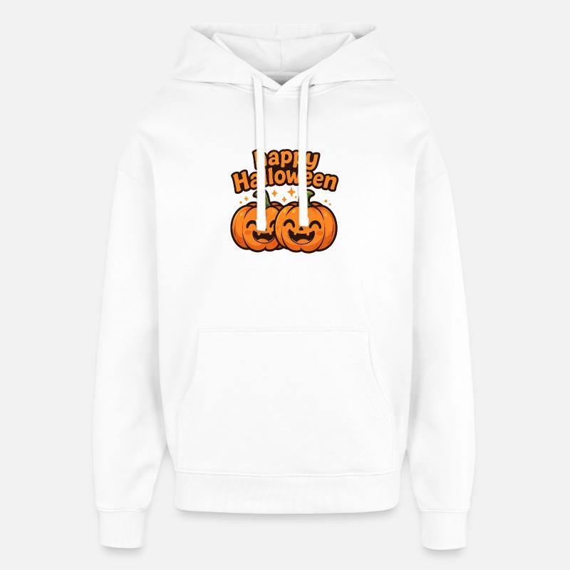 Joyeux Halloween citrouilles avec lettrage - Sweat à capuche unisexe Stanley/Stella Oversized - blanc