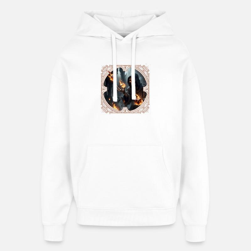 Dés squelettes Magie et Feu - Sweat à capuche unisexe Stanley/Stella Oversized - blanc