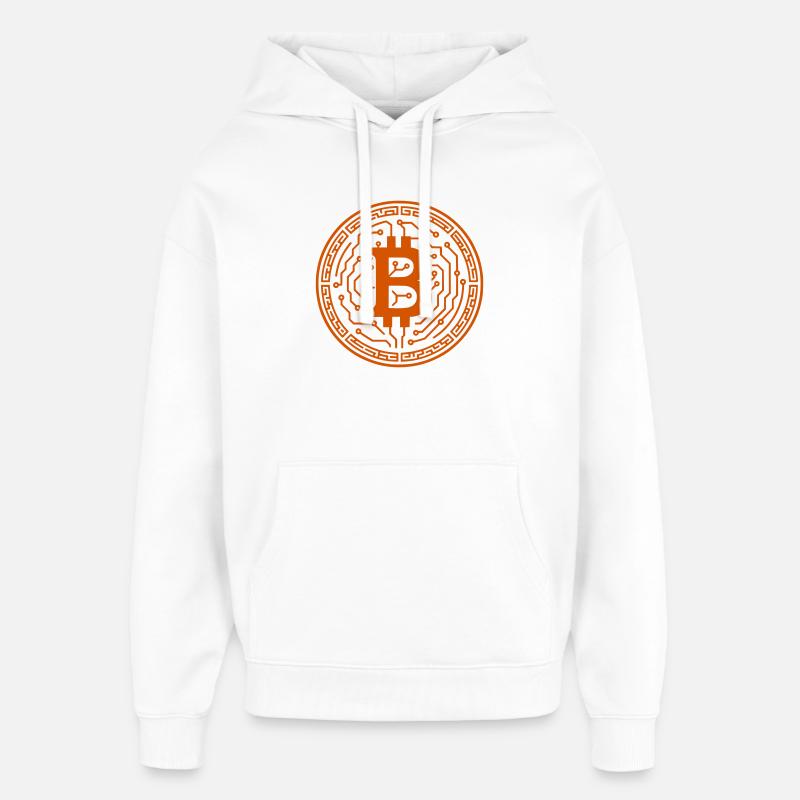 Bitcoin avec circuits - Sweat à capuche unisexe Stanley/Stella Oversized - blanc