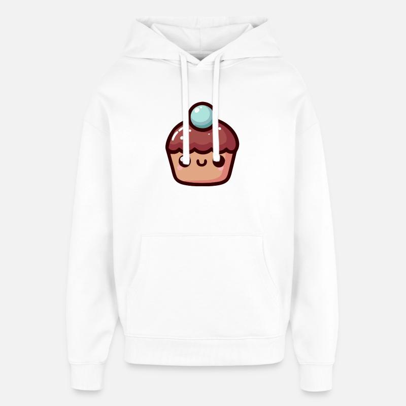 Illustration de cupcake givré kawaii - Sweat à capuche unisexe Stanley/Stella Oversized - blanc