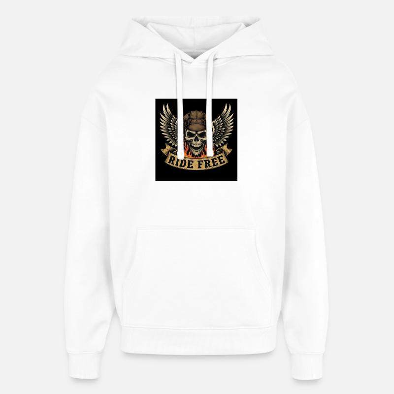 Conception de crâne de motard - Sweat à capuche unisexe Stanley/Stella Oversized - blanc