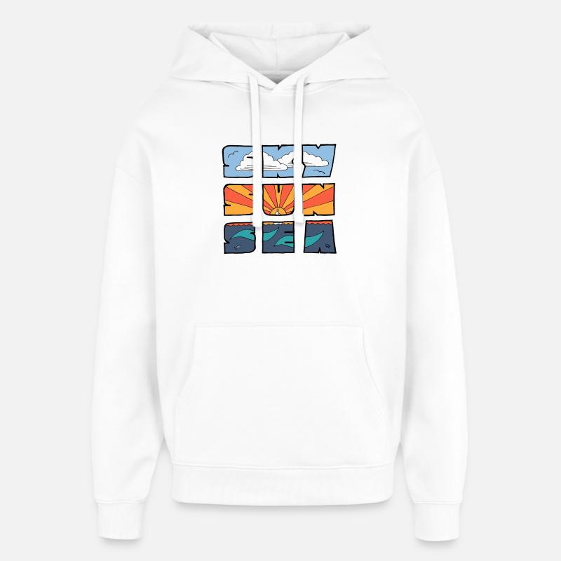 Ciel Soleil Mer - Sweat à capuche unisexe Stanley/Stella Oversized - blanc