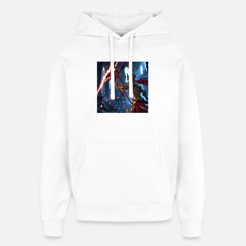 Guerrier mythique en combat épique - Sweat à capuche unisexe Stanley/Stella Oversized - blanc