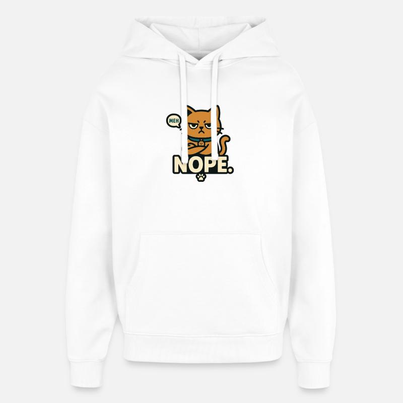 Meh-Cat – NON. - Sweat à capuche unisexe Stanley/Stella Oversized - blanc