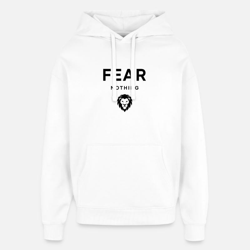 Fear Nothing Bold Lion Design - Sweat à capuche unisexe Stanley/Stella Oversized - blanc