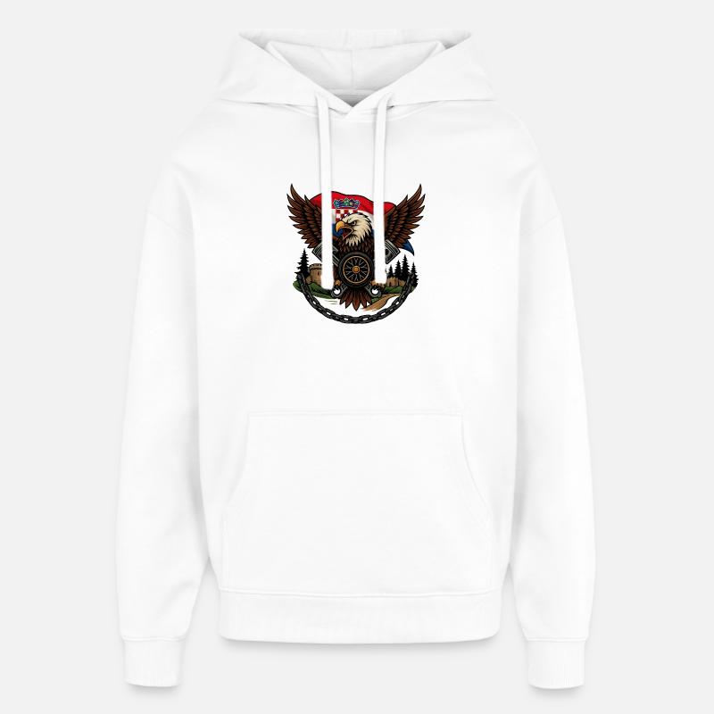 Aigle Impérial Croisé de Croatie - Sweat à capuche unisexe Stanley/Stella Oversized - blanc