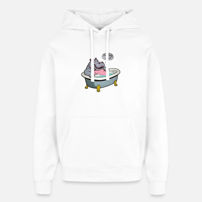 Hippopotame dans le bain - Sweat à capuche unisexe Stanley/Stella Oversized - blanc