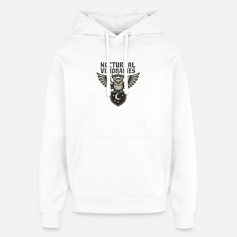 Visionnaires nocturnes – Owl Crest - Sweat à capuche unisexe Stanley/Stella Oversized - blanc