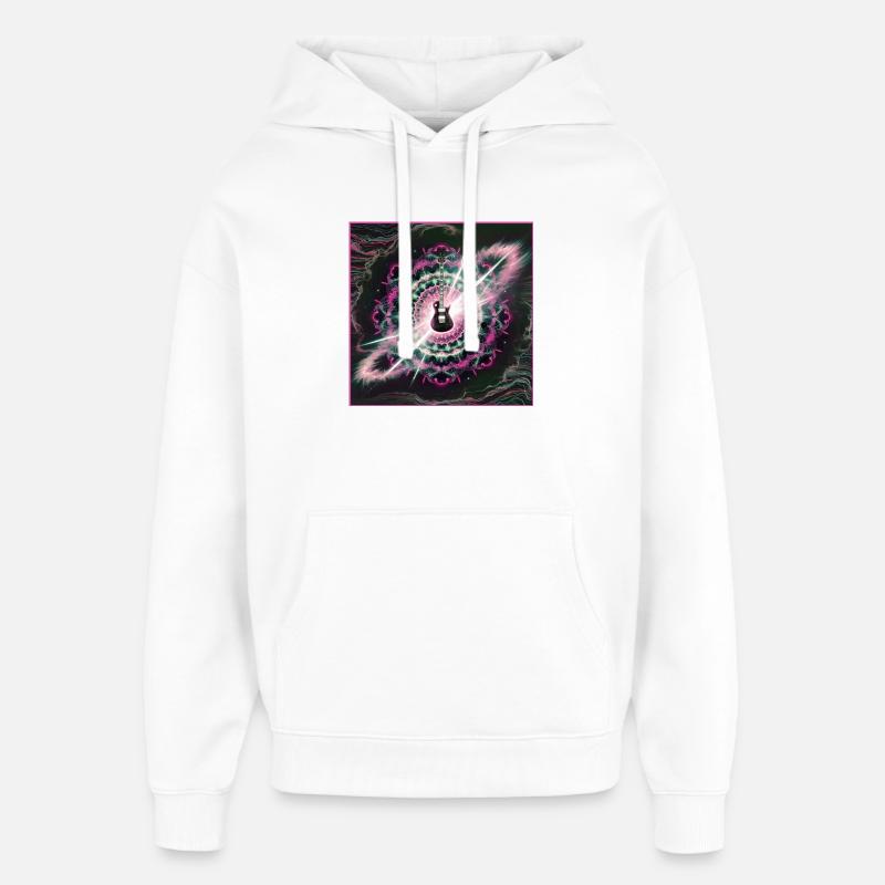 Explosion de guitare cosmique néon - Sweat à capuche unisexe Stanley/Stella Oversized - blanc