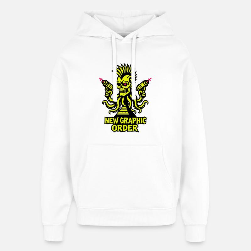 ONG Crâne Punk jaune - Sweat à capuche unisexe Stanley/Stella Oversized - blanc