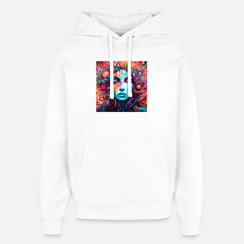 Psychedelisches Märchen-Porträt - Oversized Unisex Hoodie von Stanley/Stella - Weiß