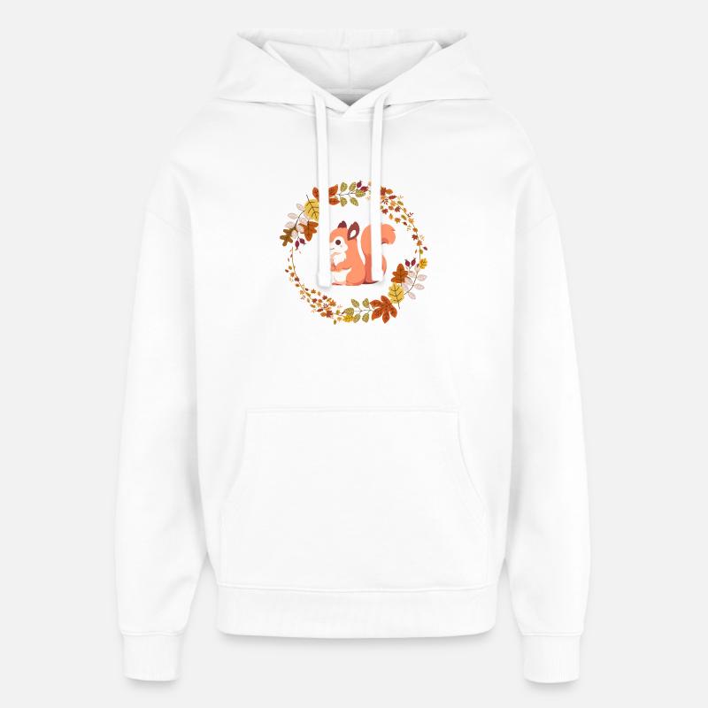 Écureuil dans une couronne de feuilles - Sweat à capuche unisexe Stanley/Stella Oversized - blanc
