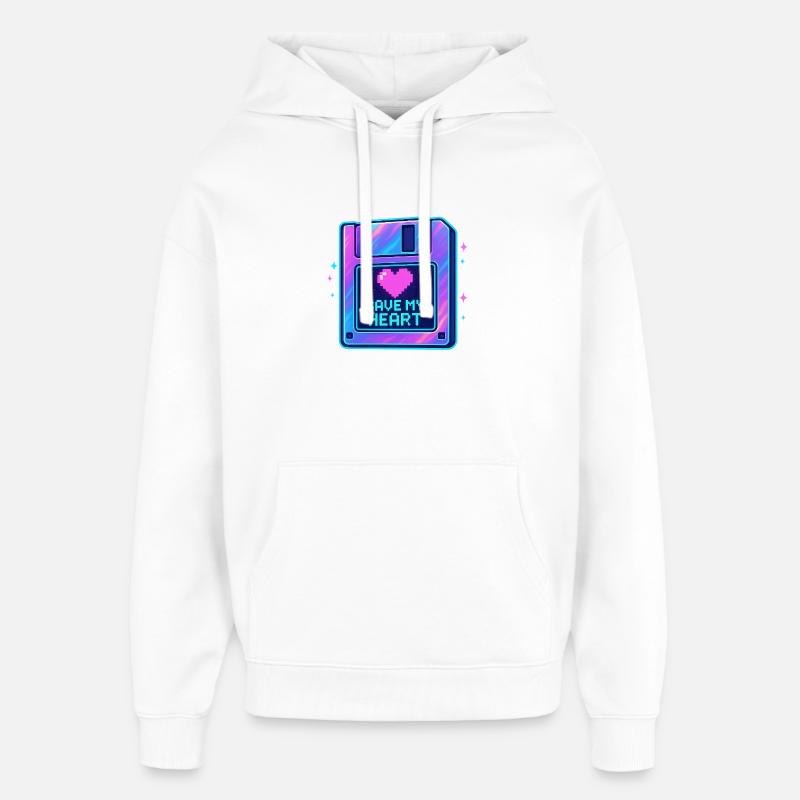 Pixel Heart Save My Heart - Sweat à capuche unisexe Stanley/Stella Oversized - blanc