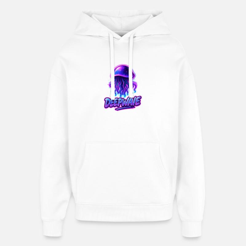 Conception de méduse néon Deepwave - Sweat à capuche unisexe Stanley/Stella Oversized - blanc