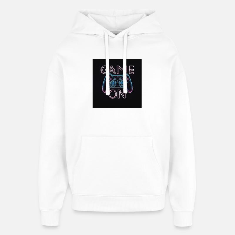 Neon Gaming Controller Design - Oversized Unisex Hoodie by Stanley/Stella - white