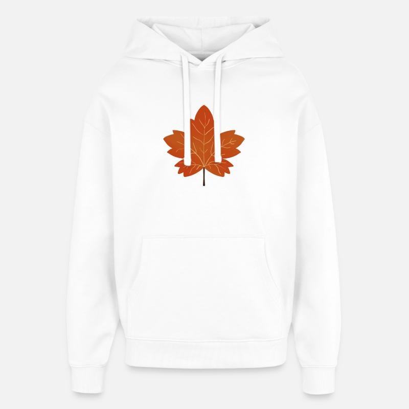 Illustration de feuille d’érable d’automne - Sweat à capuche unisexe Stanley/Stella Oversized - blanc