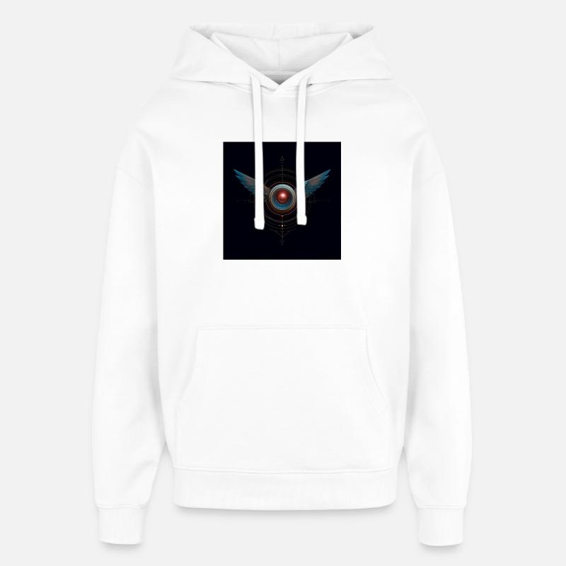 Futuristic Winged Emblem – Techno Vision - Oversized Unisex Hoodie by Stanley/Stella - white