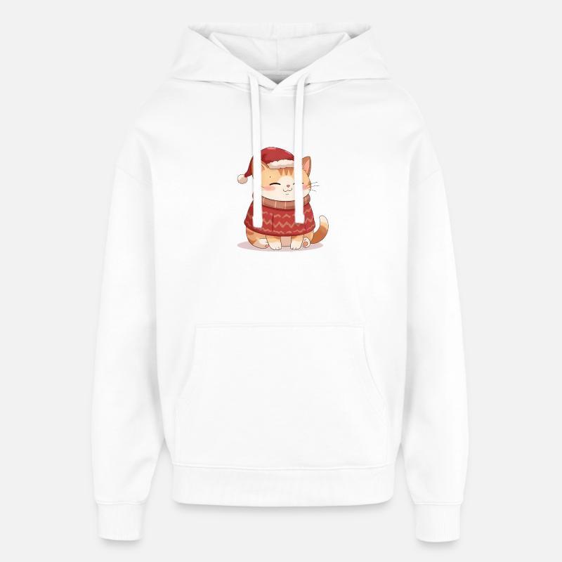 Anime Katze im Weihnachtspullover - Christmas - Oversized Unisex Hoodie von Stanley/Stella - Weiß