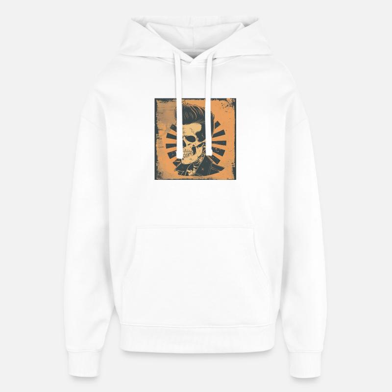 Crâne Branché avec Style Rockabilly - Sweat à capuche unisexe Stanley/Stella Oversized - blanc