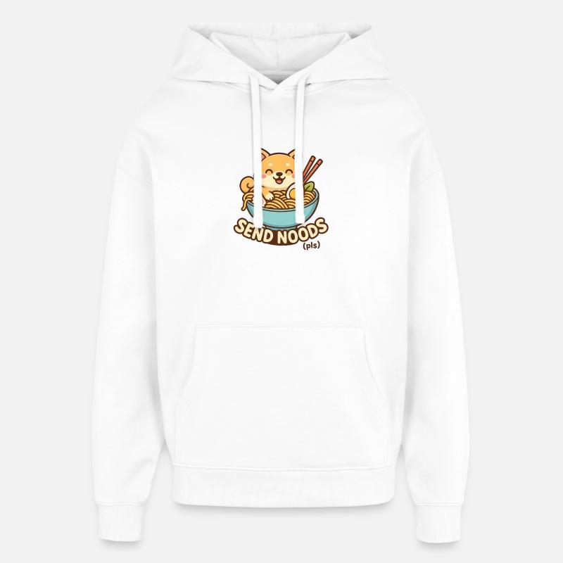 Chien kawaii avec nouilles et œuf - Sweat à capuche unisexe Stanley/Stella Oversized - blanc