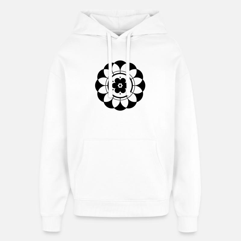 Crop Circle Fleur Mandala - Sweat à capuche unisexe Stanley/Stella Oversized - blanc