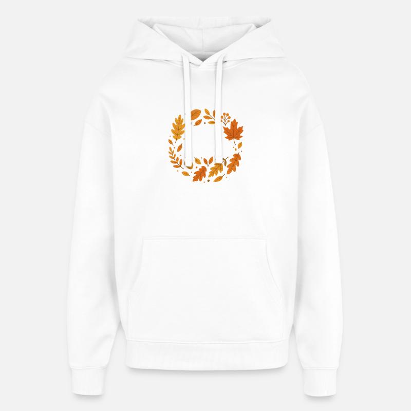 Conception de couronne de feuillage d’automne - Sweat à capuche unisexe Stanley/Stella Oversized - blanc