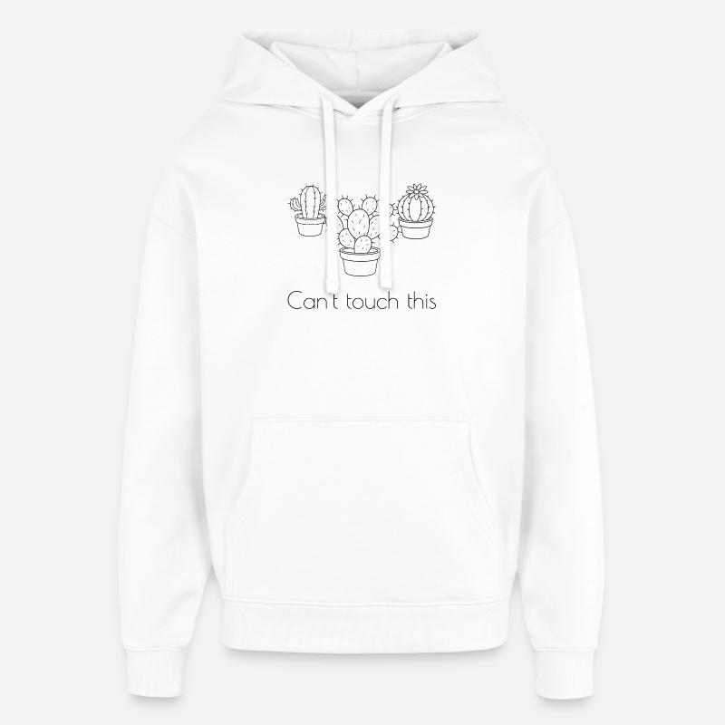 Cactus lineart fun - Sweat à capuche unisexe Stanley/Stella Oversized - blanc