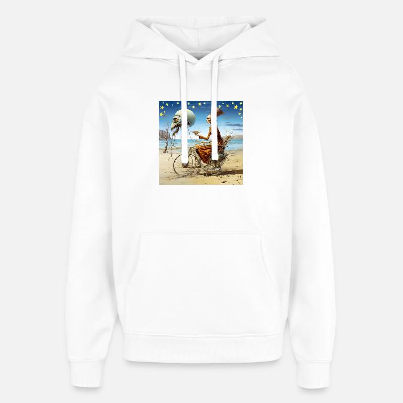 Surrealischer Strandgeist mit Mondskull Halloween - Sweat à capuche unisexe Stanley/Stella Oversized - blanc